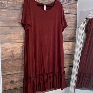 Zenana Rust Ruffle Dress